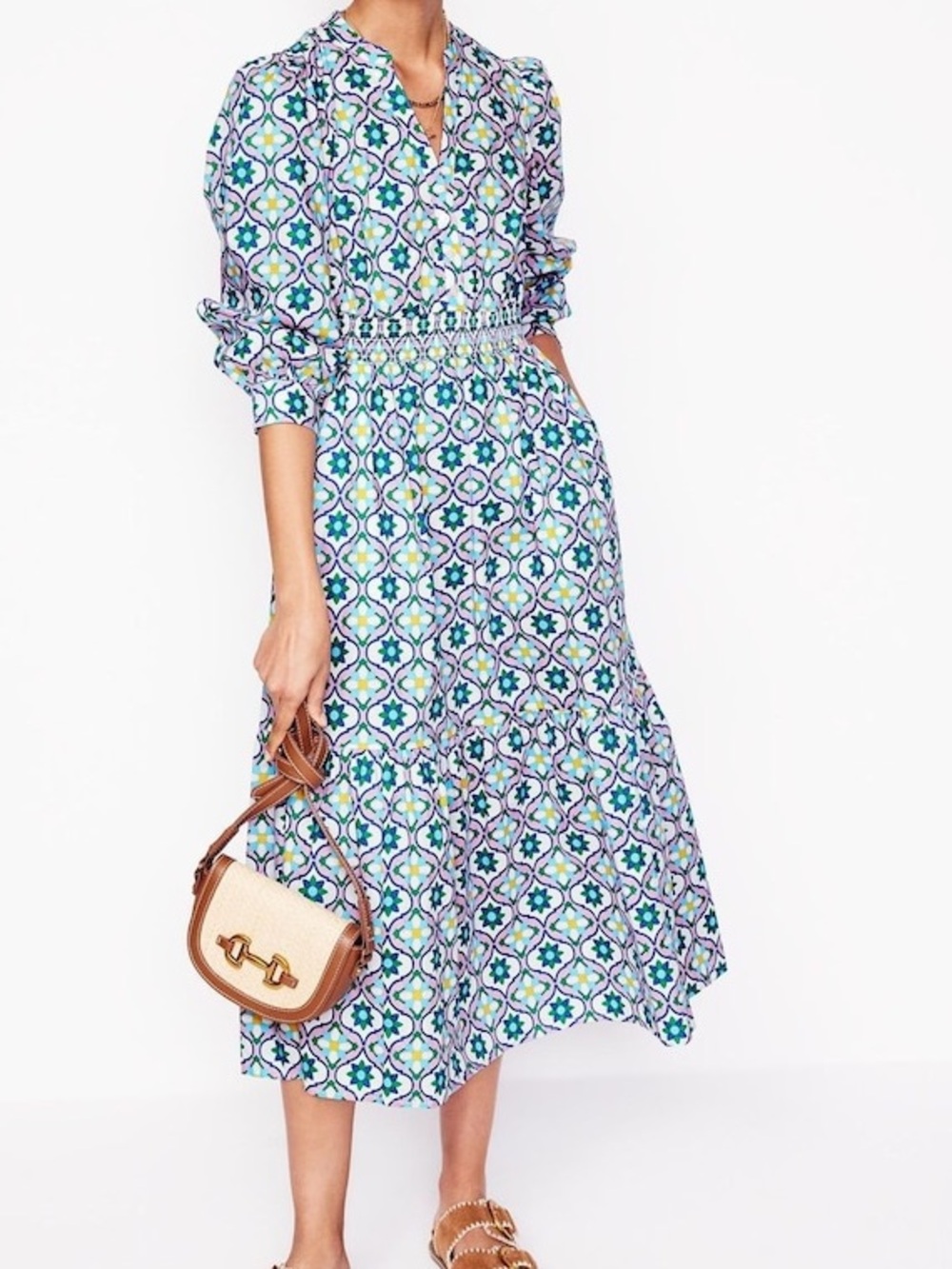 Boden Elena Floral Medallion Tiered Midi Dress NWT Sz 6